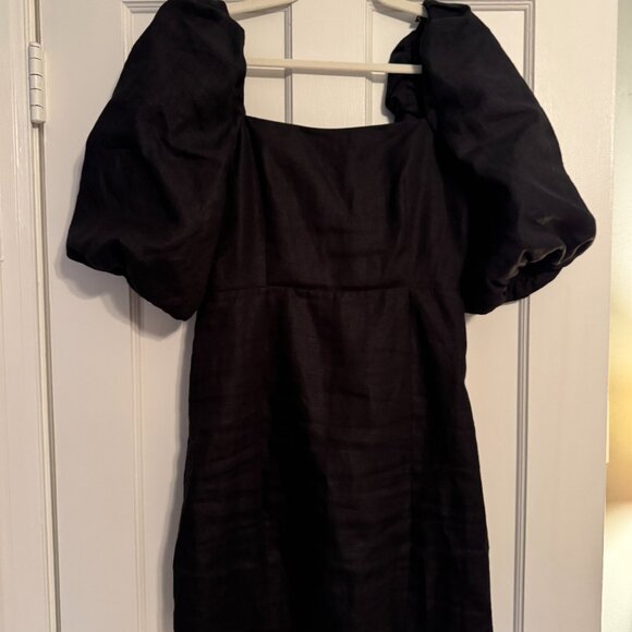 Sezane Armida Dress size 4 black linen - Picture 4 of 7
